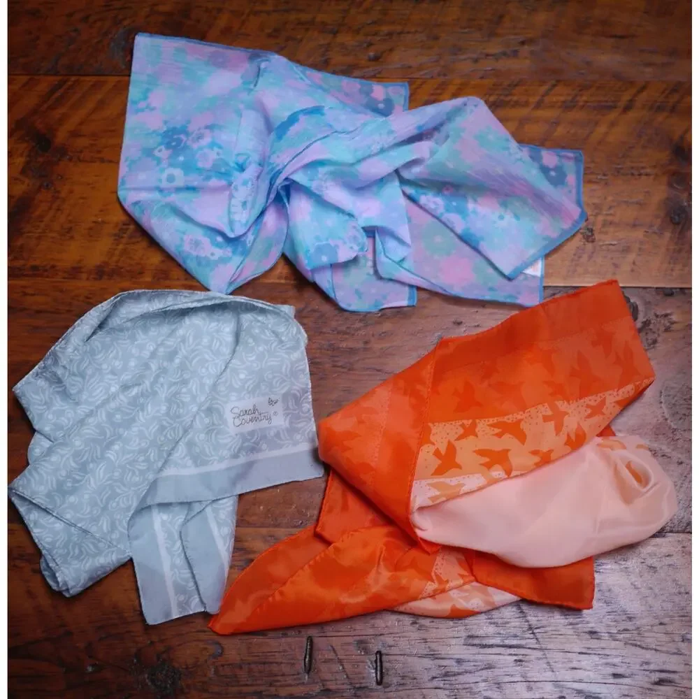 Scarf Lot of 3 Vintage Sarah Coventry, Robinson Golluber Colorful Dress Scarves